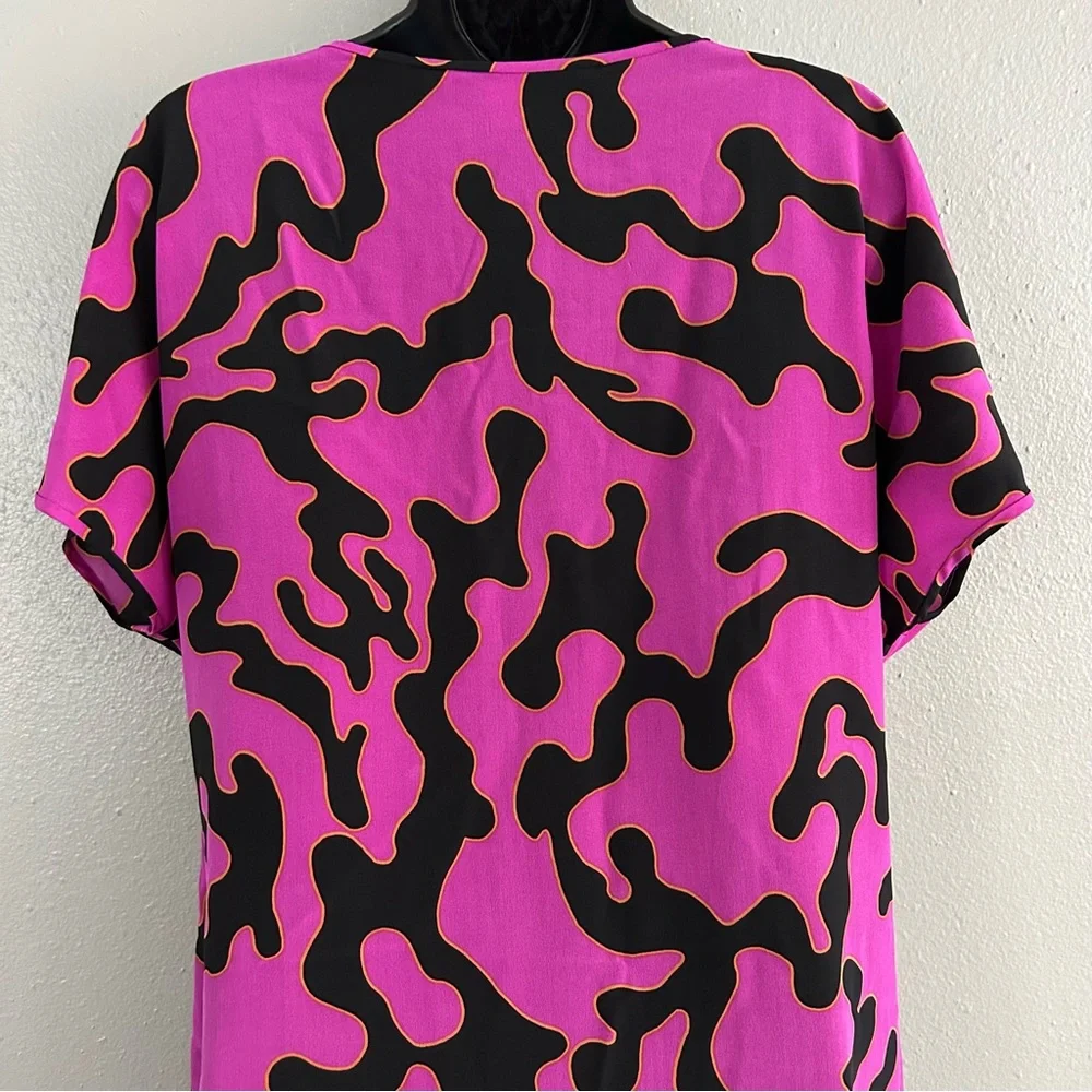 Diane Von Furstenberg DVF 100% Silk Firebird Print Shift Shirt Dress Size 10 - Picture 6 of 11